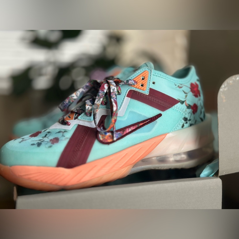 LeBron Floral Women's Sneakers - Teal, Burgundy, and Peach